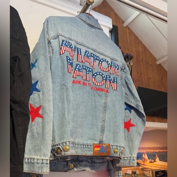 Aviator Nation Oversized Concert Denim Jacket USA Forth of July - Picture 1 of 17